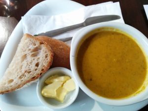 one of the soups of the day at The V & V Cafe in Glasgow