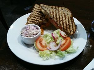 signature vegan Pakora Toastie at The V & V Cafe in Glasgow