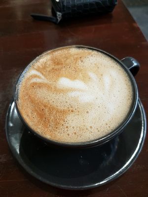 Oat vanilla latte! at The V & V Cafe in Glasgow