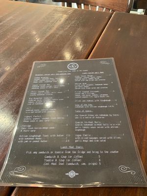Food menu 13 Feb 2020 at The V & V Cafe in Glasgow