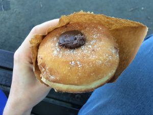 Chocolate donut at The V & V Cafe in Glasgow