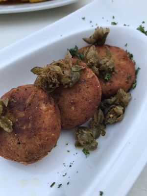 Lentil falafel (comes with tartar sauce) at DKP in Cartagena