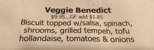 The biscuit is not vegan, but they can use a vegan bread.   at Jack & Diane's  in Fernandina Beach