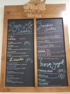 El menu at Jung Real Food in Mexicali