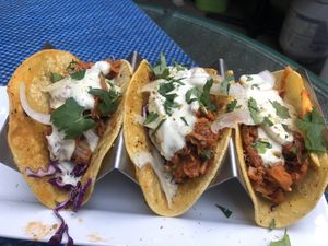 Chipotle jackfruit tacos appetizer special  at Green Door Cafe in La Jolla