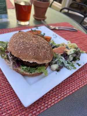 Burger   at Green Door Cafe in La Jolla