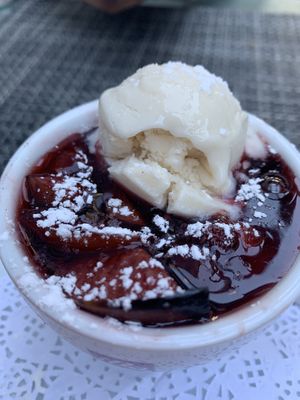 Apple and blackberry crumble  at Green Door Cafe in La Jolla