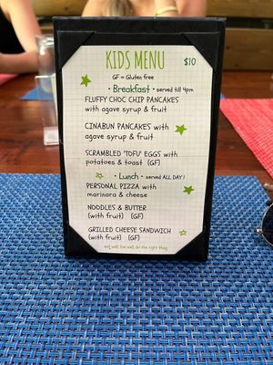 kids menu!  at Green Door Cafe in La Jolla