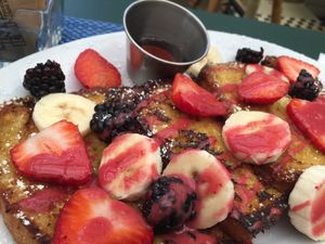French toast with fresh berries-- delicious at Green Door Cafe in La Jolla