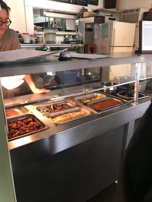 Their buffet some vegan some vegetarian  at Green Door Cafe in La Jolla