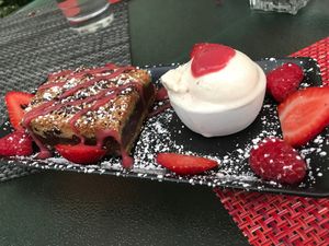 Cookie Dough dessert with vegan ice cream. at Green Door Cafe in La Jolla