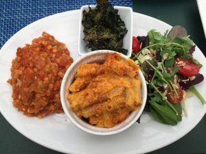 Mac n cheese plate with the lentil pie! at Green Door Cafe in La Jolla