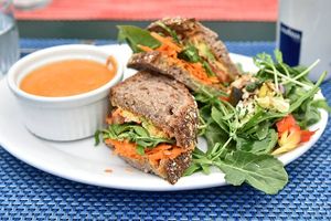 Hummus Sandwich at Green Door Cafe in La Jolla