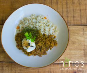Munggo Adlai Grain Bowl - vegetarian
Stewed munggo, soft boiled egg, seasonal greens, adlai at Nonie's in Boracay