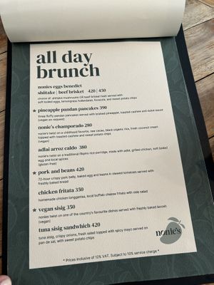 Menu as of July 2024  at Nonie's in Boracay