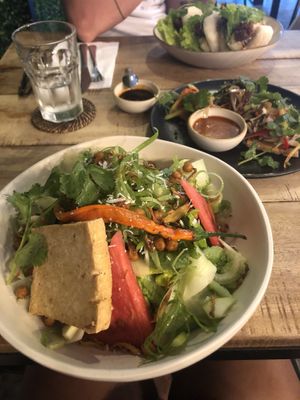 Tofu Salad and Tofu with Banana Hearts at Nonie's in Boracay