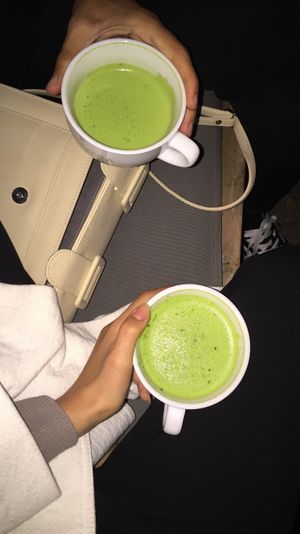 Matcha latte with oat milk at Sticks N Sushi in Hellerup