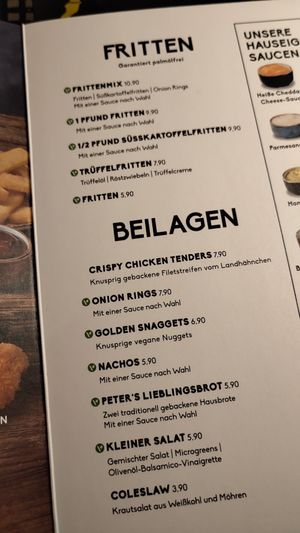 Sides menu at Peter Pane - Breite Str in Luebeck