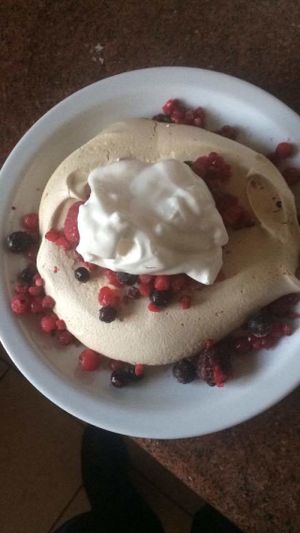 Vegan Pavlova made with Aquafaba at The Farriers Vegan Bed & Breakfast in Kouklia