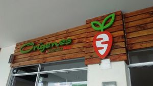 Exterior dining area at Origenes Comida Saludable in Pereira