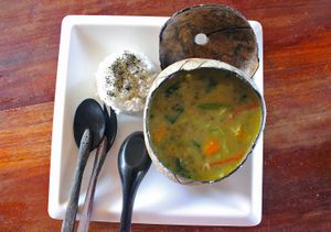 Delicious pumpkin soup :)
(vegan) at Villa Sandra in Malapascua Island