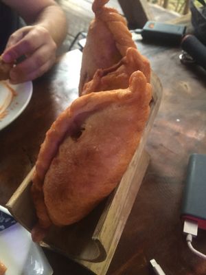 Samosas (the pastry is a bit doughnut like, so don’t expect entirely savoury) at Villa Sandra in Malapascua Island