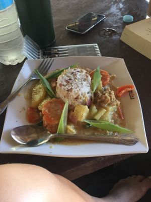 Local dish with mock meat!  at Villa Sandra in Malapascua Island