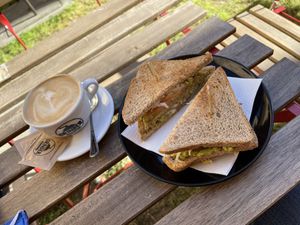 Soy cappuccino  at Grinder Coffee Lab in Ravenna