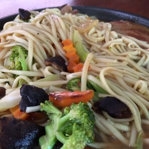 noodle hot plate  at Yuan Sheng Vegetable Restaurant in Siem Reap