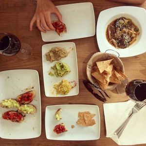 Appetizers + wine at Vegan Joe's  in Loule