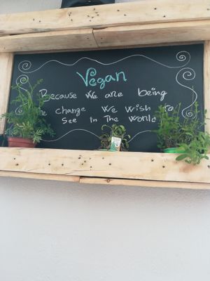restaurant sign at Vegan Joe's  in Loule