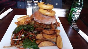 Falafel & jackfruit burger at The Castle Inn  in Skipton