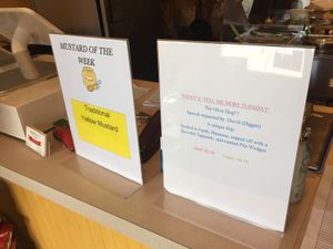 Mustard of the week and Specials at Santoro's Franks & Chili in Bethlehem