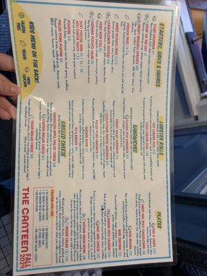 Menu - labelled vegan options  at The Canteen  in Provincetown