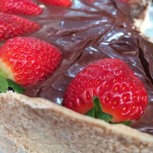 strawberry and chocolate pie at Vegecetera in Blumenau