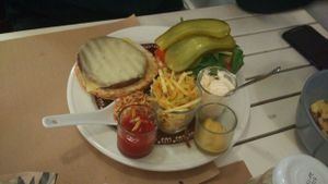 Shiitake and seitan vegetarian burguer, vegan also available. at Green Zone in Gijon