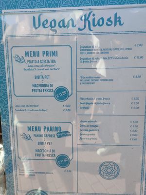 Menù at Vegan Kiosk in Castelnuovo Del Garda