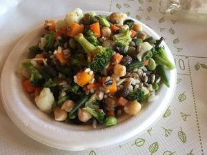 Rice with mixed veggies, chickpeas, black beans, edamame beans, and pumpkin seeds (€4,50) at Vegan Kiosk in Castelnuovo Del Garda