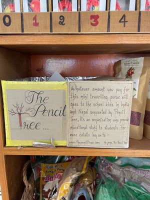 Donations to school kids  at Woeser Bakery in Dharamshala