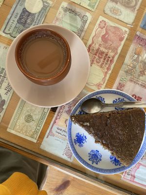 Vegan coffee cake and soy masala   at Woeser Bakery in Dharamshala
