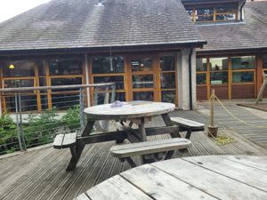 Outside seating at Caffi Caban Cafe in Brynrefail
