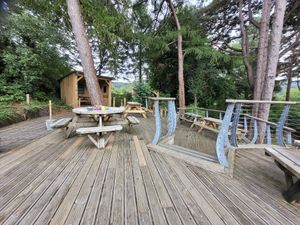 Outside seating area at Caffi Caban Cafe in Brynrefail