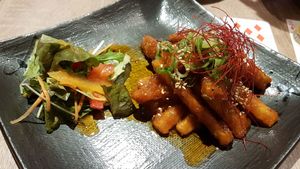 Fried burdock in sweet and spicy sauce at LBK Craft in Nara