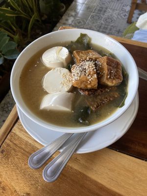 Miso Soup with tofu and tempeh  at Tofu Kitchen in Koh Chang