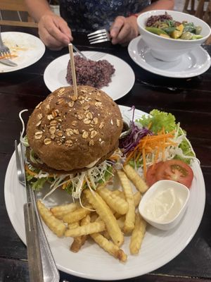 The Falafel burger did not disappoint!  at Tofu Kitchen in Koh Chang