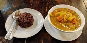 Tofu & tempeh massaman, with red rice at Tofu Kitchen in Koh Chang