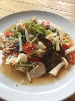 Delicious spicy mushroom salad. at Tofu Kitchen in Koh Chang