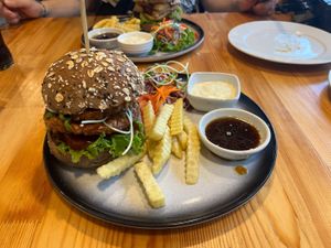 Barbecue Tempeh Burger   at Tofu Kitchen in Koh Chang