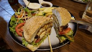 Tofu burger and vegan mayo at Tofu Kitchen in Koh Chang