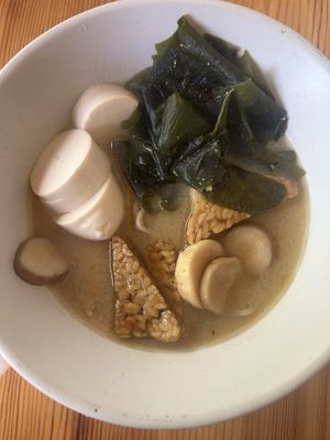 Warm bowl of Miso Ramen with seaweed, tofu and tempeh. This choice never goes wrong at the right kinda kitchen.  at Tofu Kitchen in Koh Chang